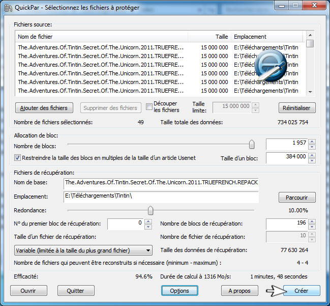 creer des fichiers par