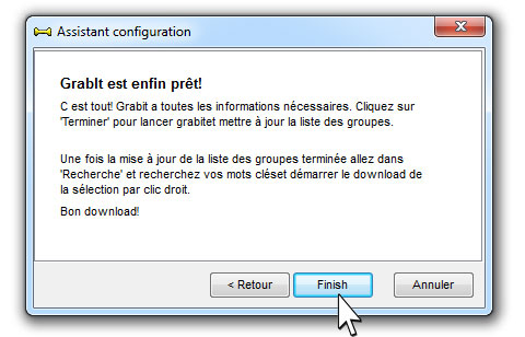 fin de la configuration du serveur Giganews