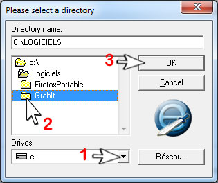 selection du dossier d'installation de Grabit