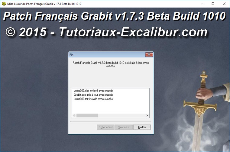 installation du patch francais de Grabit 1.7.2 Beta 6 termine