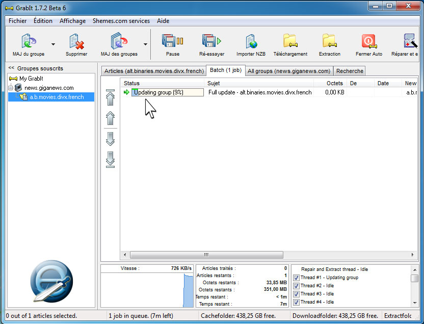 mise a jour du groupe en cours sous Grabit