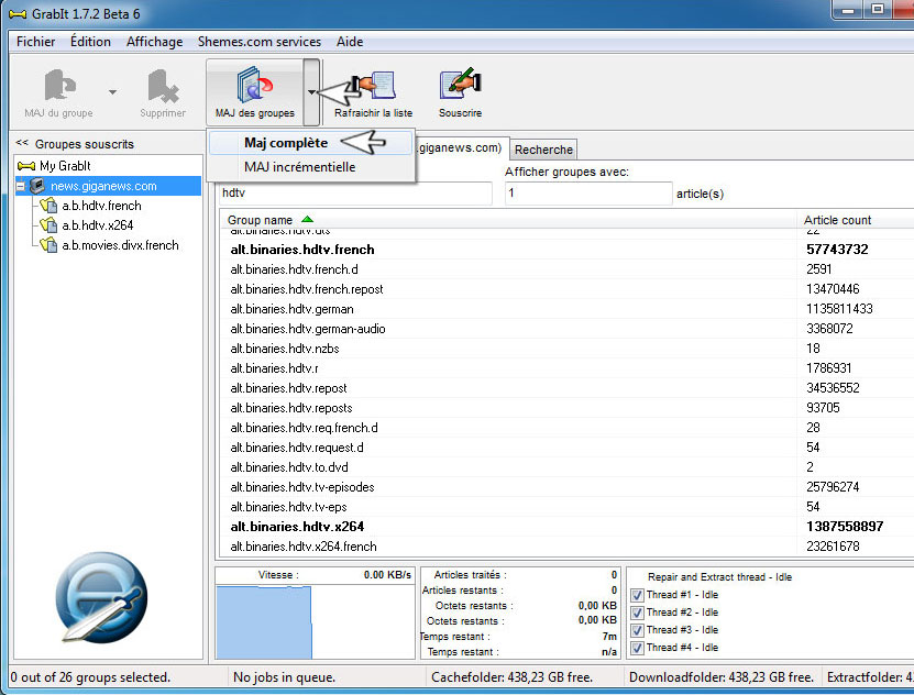 mise a jour de plusieurs groupes sous grabit