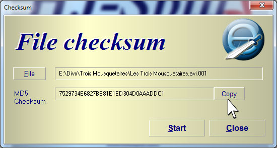 copier le checksum