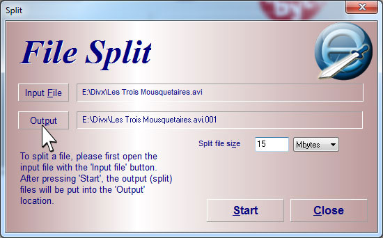 bouton Output de HJ-Split