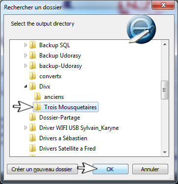 choix du répertoire de destination