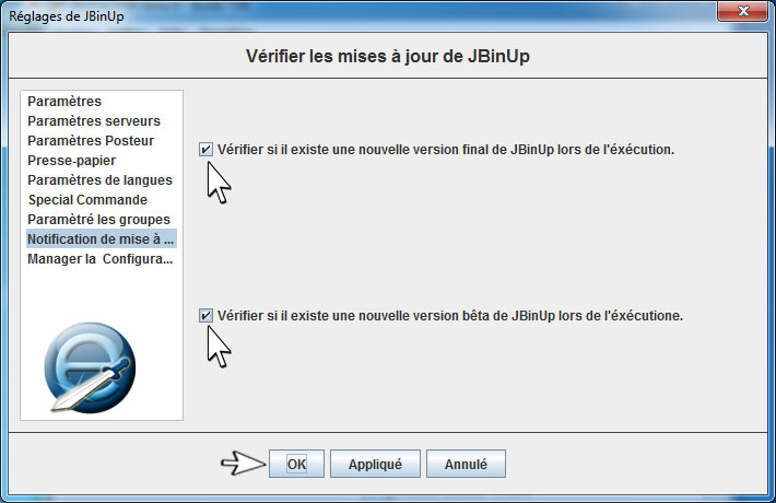 Notification de mise a jour de JbinUp