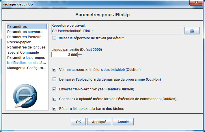 parametres de jbinup