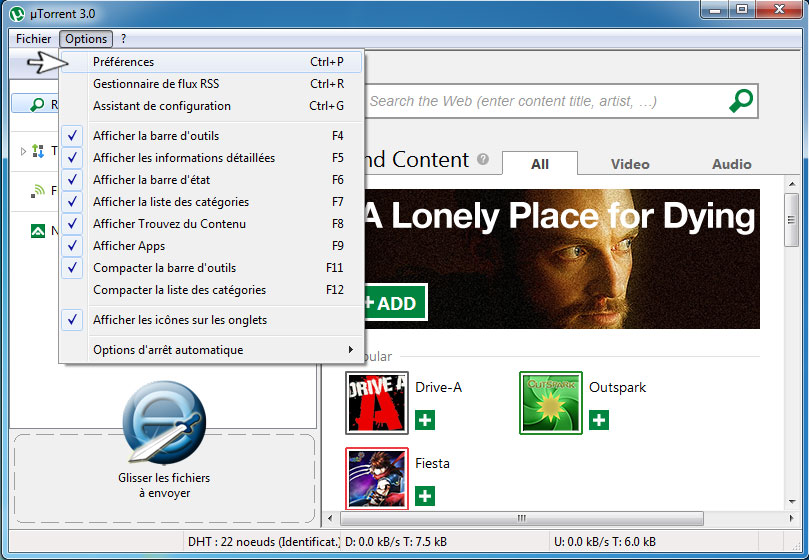 Préférences de uTorrent