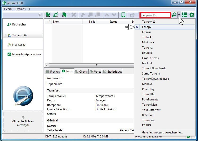 Nouveaux moteur de recherche pour uTorrent