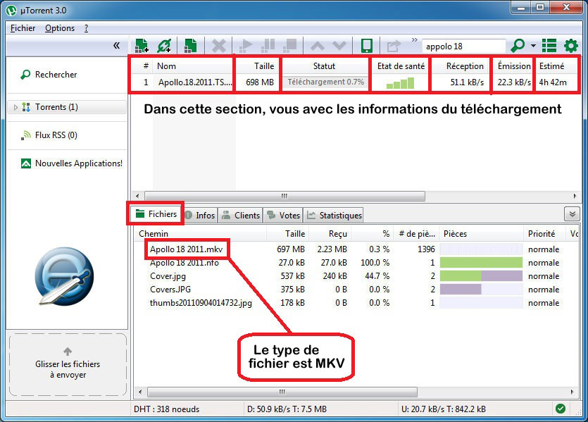 Interface principal de uTorrent