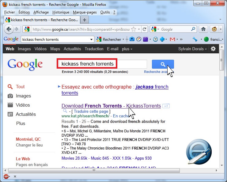recherche sur google pour trouver des flux RSS pour uTorrent