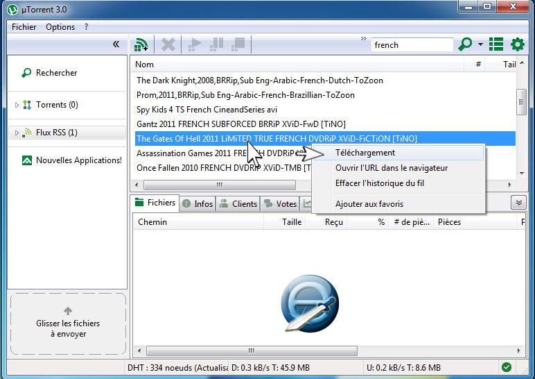 téléchargement à partir d'un flux rss sous uTorrent