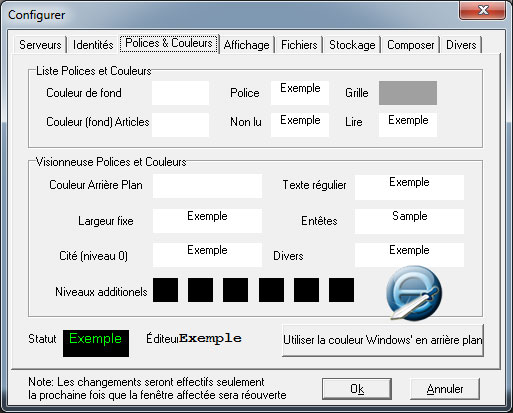 polices et couleurs de Xnews