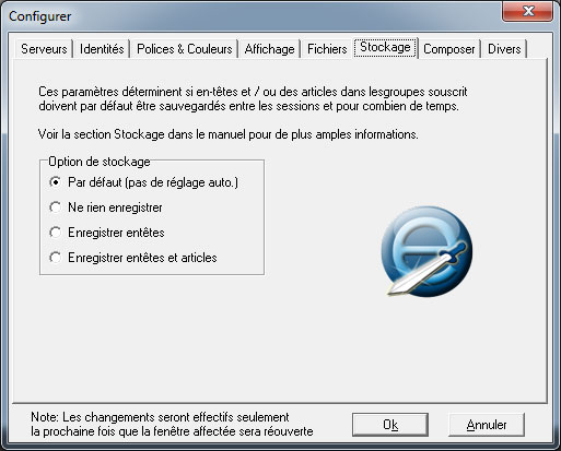 onglet stockage de Xnews